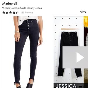 Madewell 9 inch button front skinny jeans